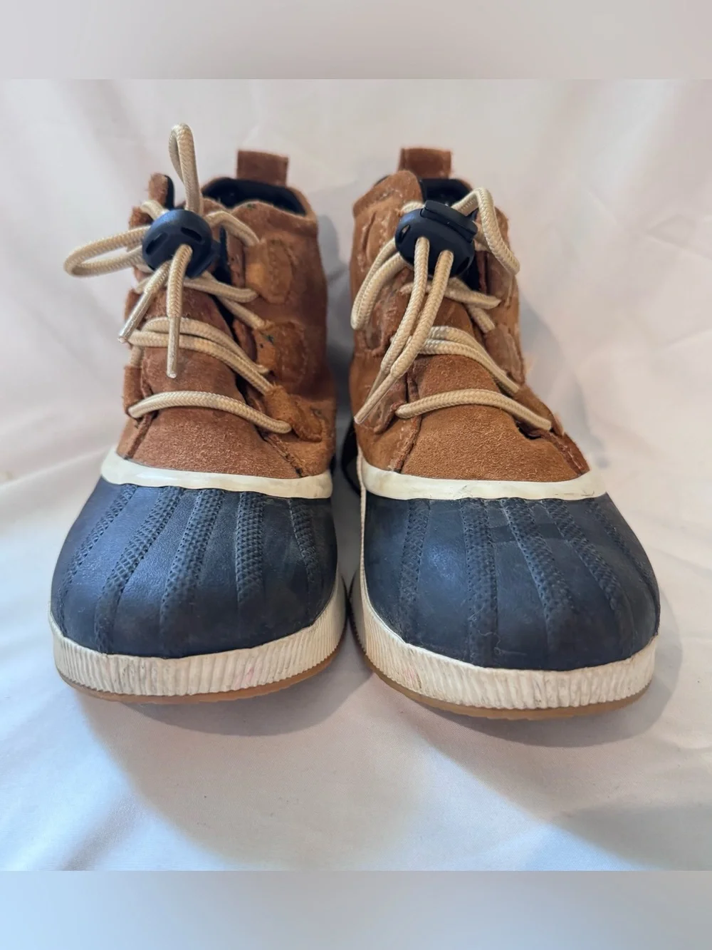 Sorel Youth kids Out N About Classic Boots Waterproof Sz 3 Tan Brown Navy Winter